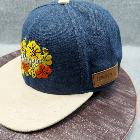 Chicago Bulls  Melonwear  BMO Floral Embroidered Denim Snapback Cap With Tan Bri - Picture 2 of 11
